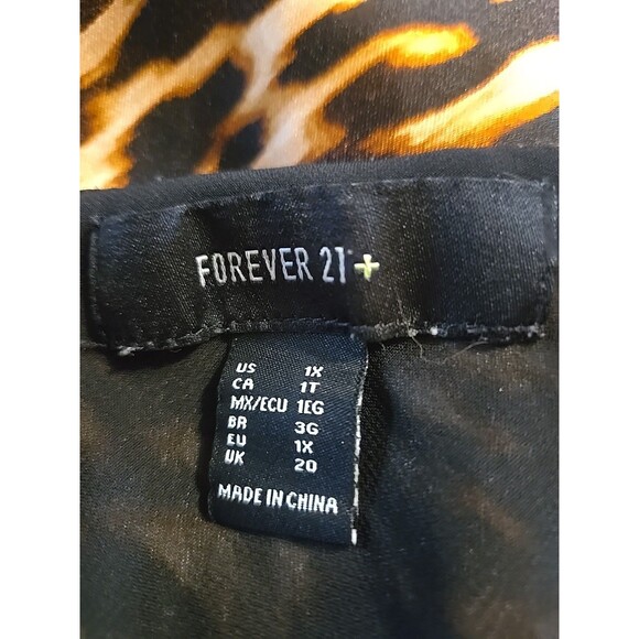 Forever 21 Leopard Print Satin Lined Adjustable Strap Slip Dress Size 1X Plus - Picture 10 of 11